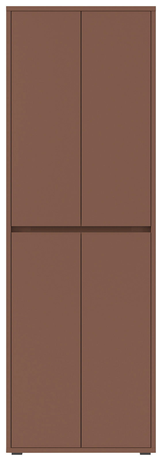 Vorderansicht eines braunen XXL-Schuh- und Mehrzweckschranks mit vier Türen.