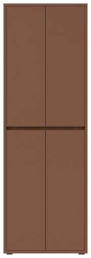 Vorderansicht eines braunen XXL-Schuh- und Mehrzweckschranks mit vier Türen.