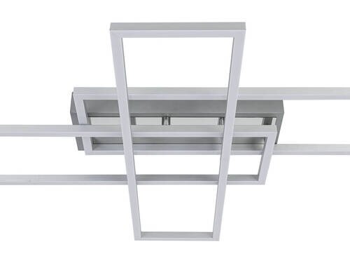 Moderne led-plafondlamp met rechthoekig frame, gezien van onderaf
