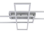 Moderne led-plafondlamp met rechthoekig frame, gezien van onderaf