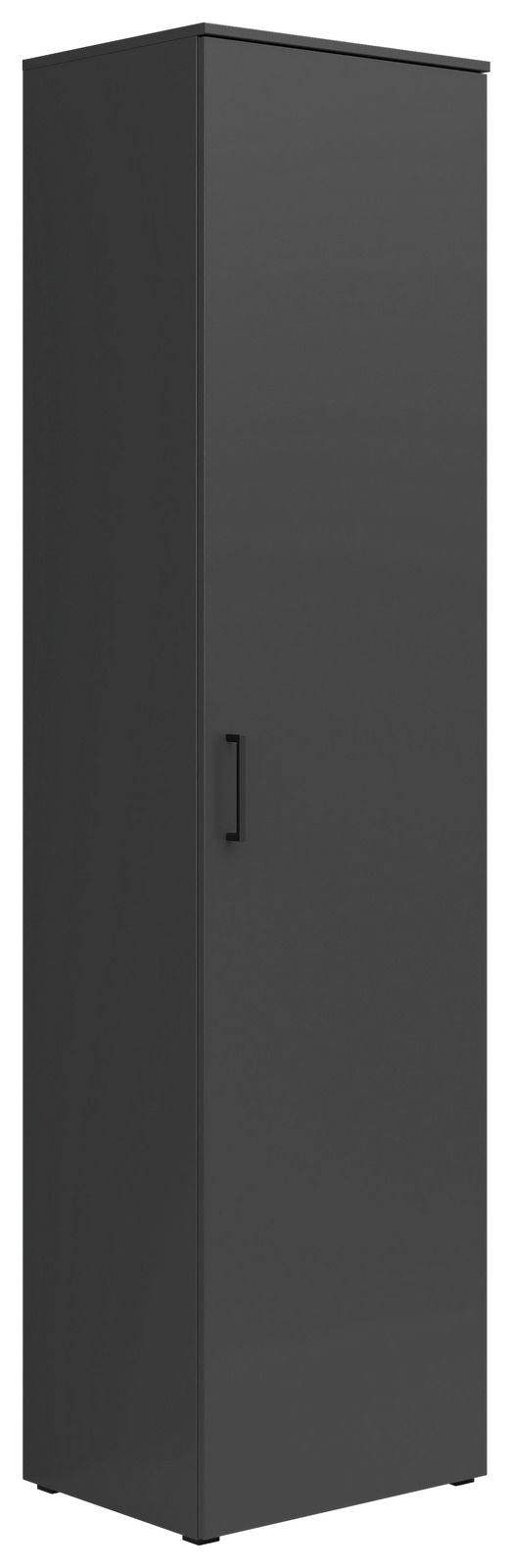 Carryhome Mehrzweckschrank MULTISTAURAUM Schwarzer Mehrzweckschrank in Frontalansicht mit einfacher Tür und Griff.