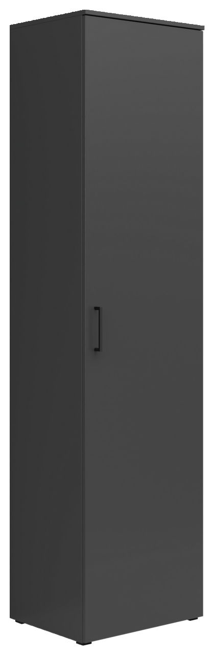 Carryhome Mehrzweckschrank MULTISTAURAUM Schwarzer Mehrzweckschrank in Frontalansicht mit einfacher Tür und Griff.