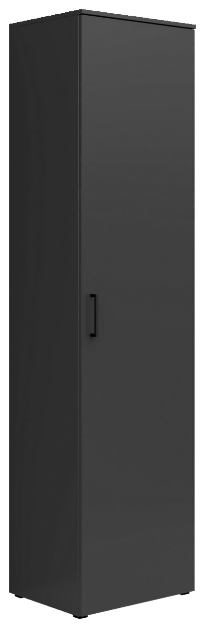 Carryhome Mehrzweckschrank MULTISTAURAUM Schwarzer Mehrzweckschrank in Frontalansicht mit einfacher Tür und Griff.