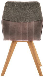 Rückansicht eines modernen Stuhls mit gepolsterter Rückenlehne und Holzbeinen