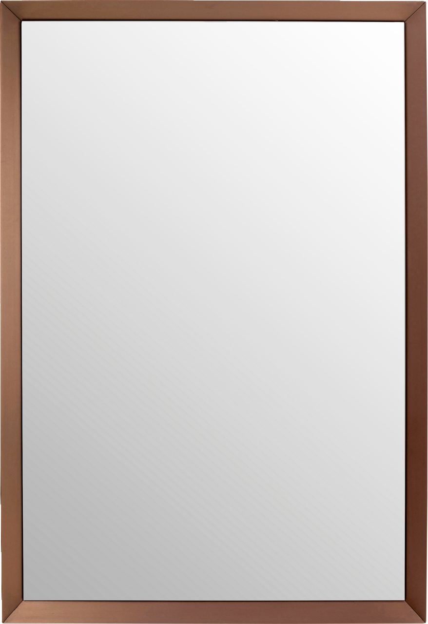 Rechteckiger Wandspiegel mit einem schmalen, bronzefarbenen Rahmen, frontal abgebildet.