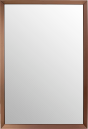 Rechteckiger Wandspiegel mit einem schmalen, bronzefarbenen Rahmen, frontal abgebildet.