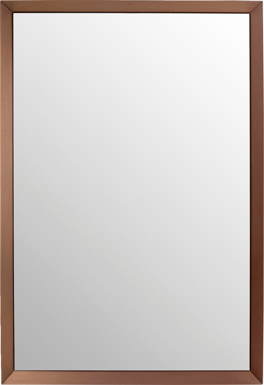 Rechteckiger Wandspiegel mit einem schmalen, bronzefarbenen Rahmen, frontal abgebildet.