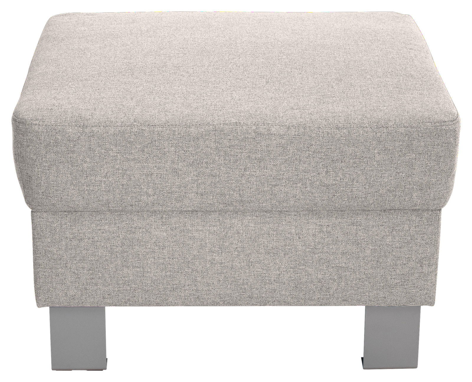 Grauer Hocker TIM mit quadratischer Sitzfläche und Metallbeinen, Frontalansicht