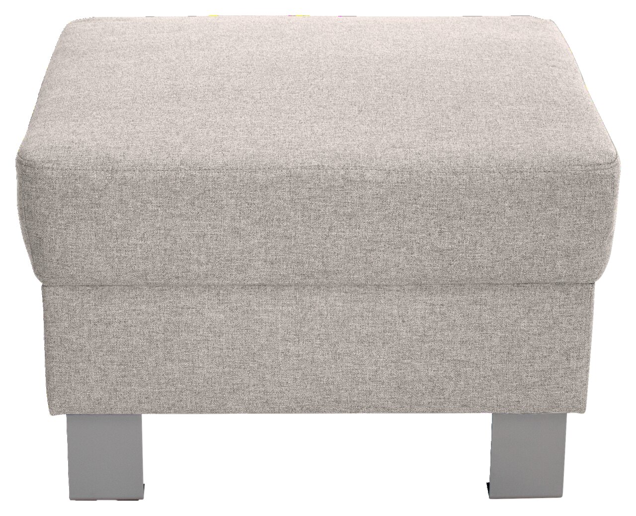 Grauer Hocker TIM mit quadratischer Sitzfläche und Metallbeinen, Frontalansicht