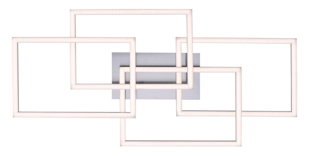 Moderne plafondlamp IVEN met een geometrisch ontwerp van rechthoekige frames, gezien van voren.