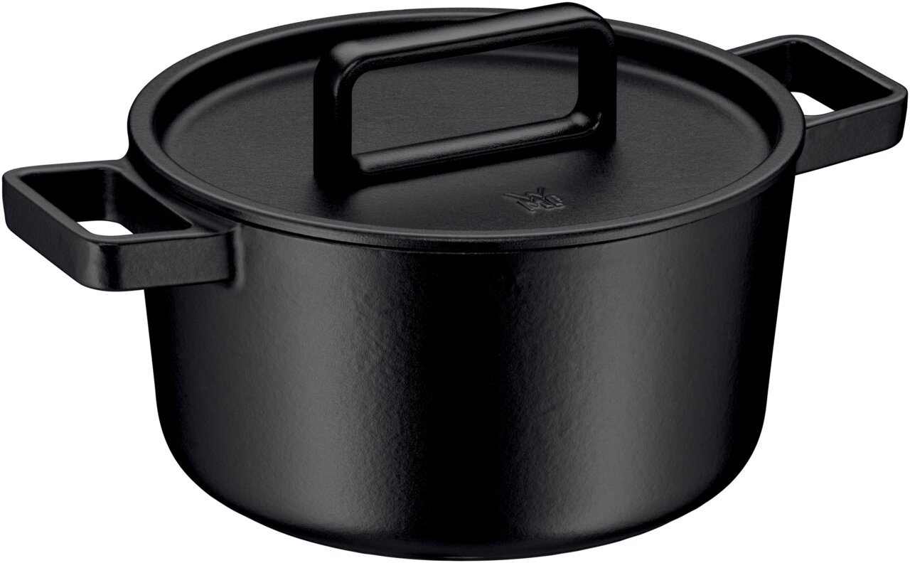 WMF Bräter FLAVOUR Schwarzer WMF Flavour Bräter 24cm mit Deckel, seitliche Perspektive