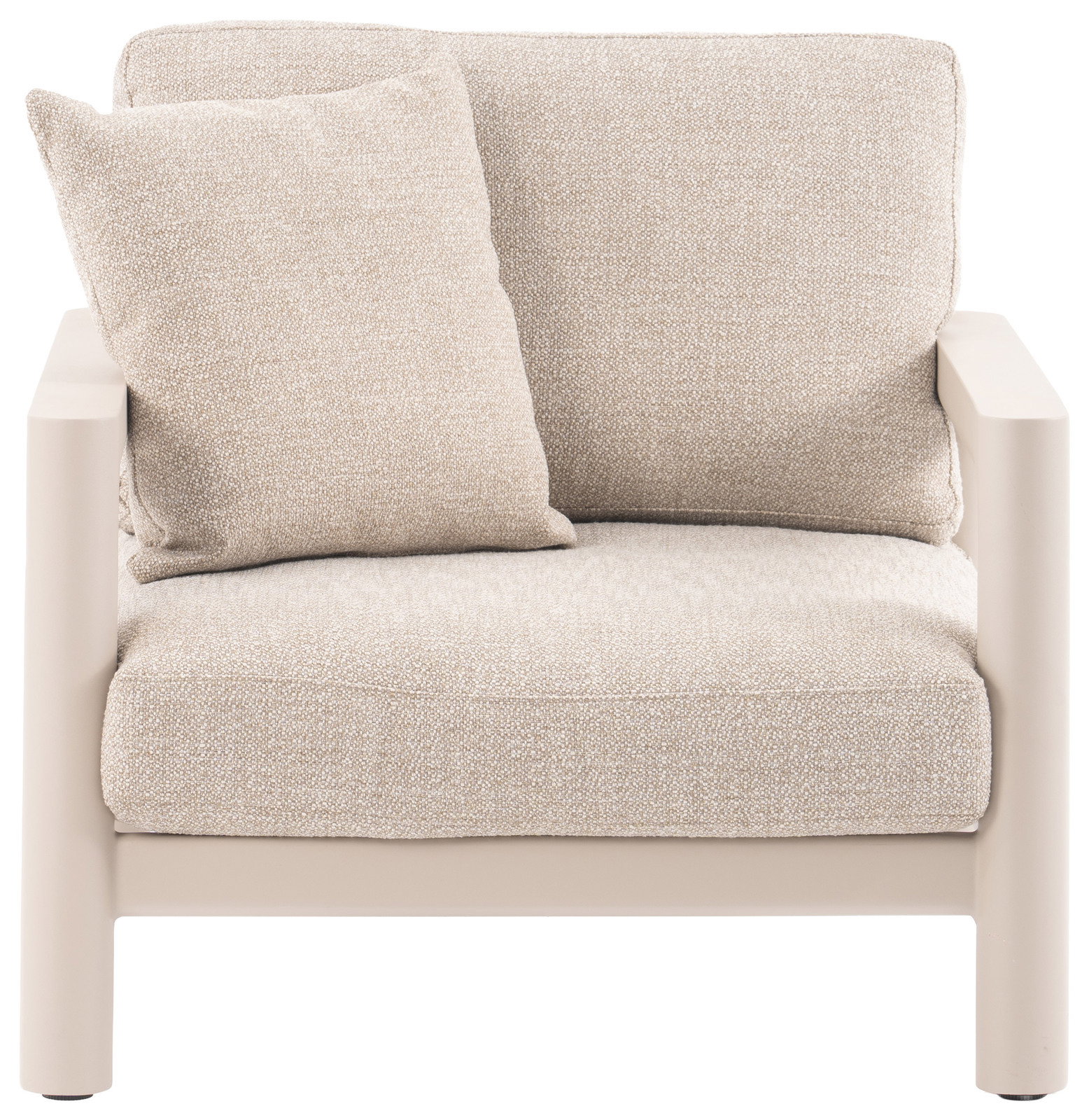 Beiger Loungesessel mit Kissen, Frontalansicht