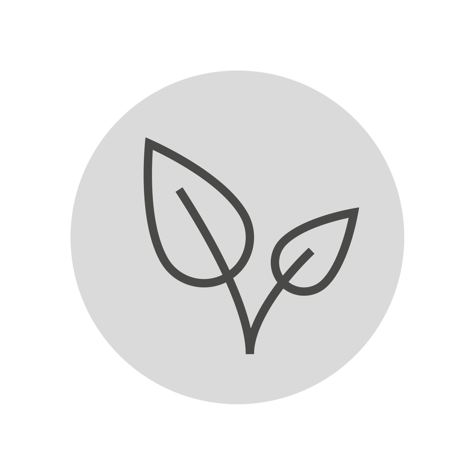Symbol eines stilisierten Blattes auf grauem Hintergrund, Vorderansicht
