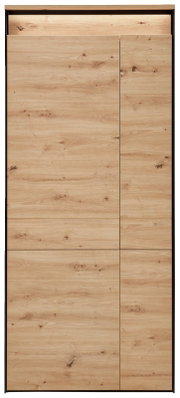 Frontansicht eines XL-Garderobenschranks mit Holzoptik und klaren Linien.