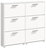 Weißer Schuhkipper mit sechs Klappen, frontale Perspektive