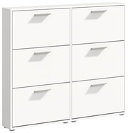 Weißer Schuhkipper mit sechs Klappen, frontale Perspektive