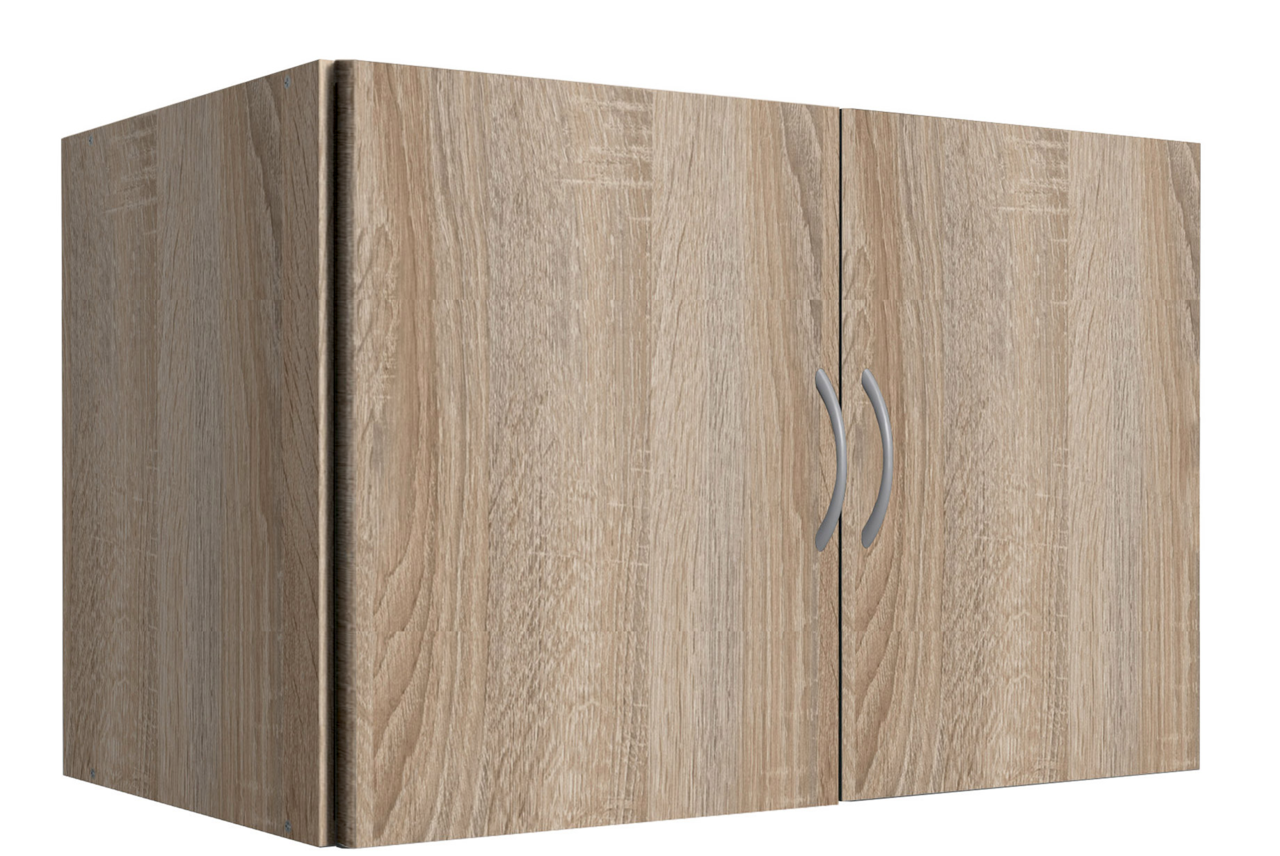 XORA Hängeschrank MULTIRAUMKONZEPT Hängeschrank aus Holz mit zwei Türen und silbernen Griffen, seitliche Perspektive