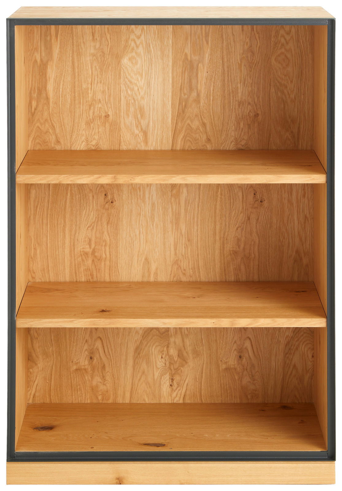 Holzregal mit drei offenen Fächern, frontal betrachtet