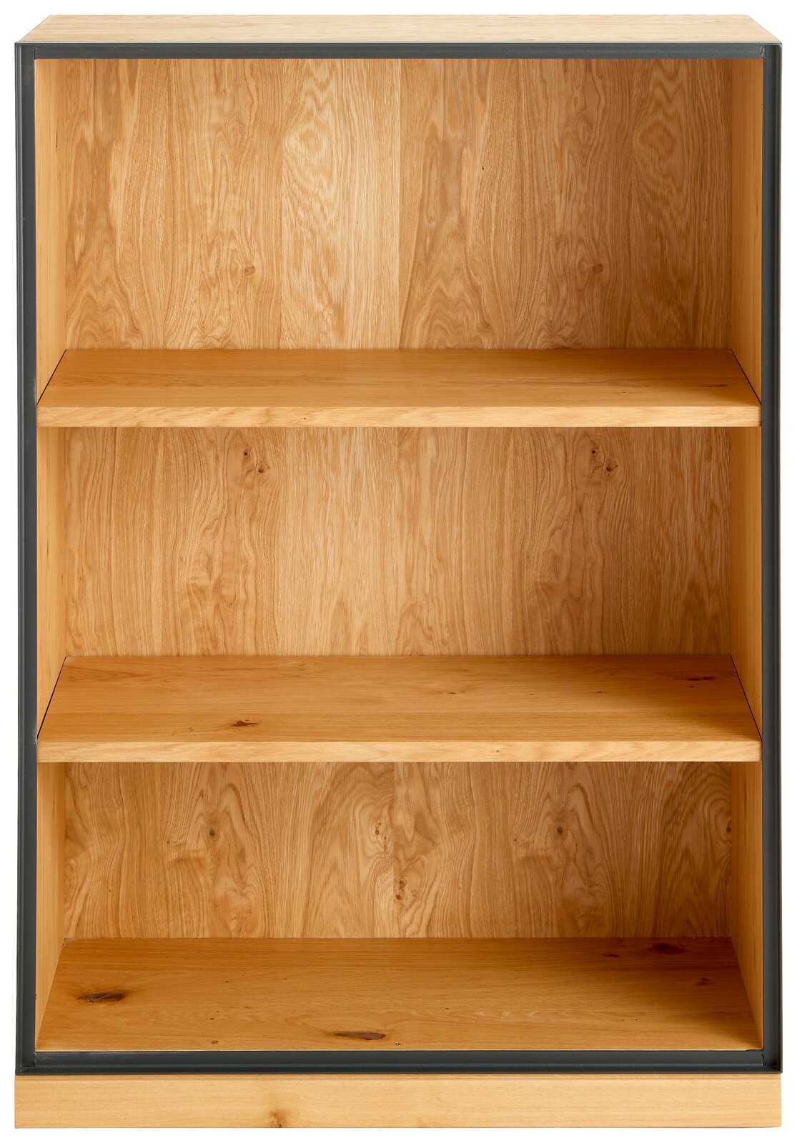 Holzregal mit drei offenen Fächern, frontal betrachtet