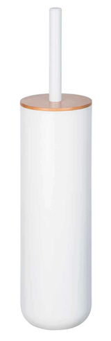 WC-Garnitur Posa in Weiß mit Holzdeckel, frontal abgebildet