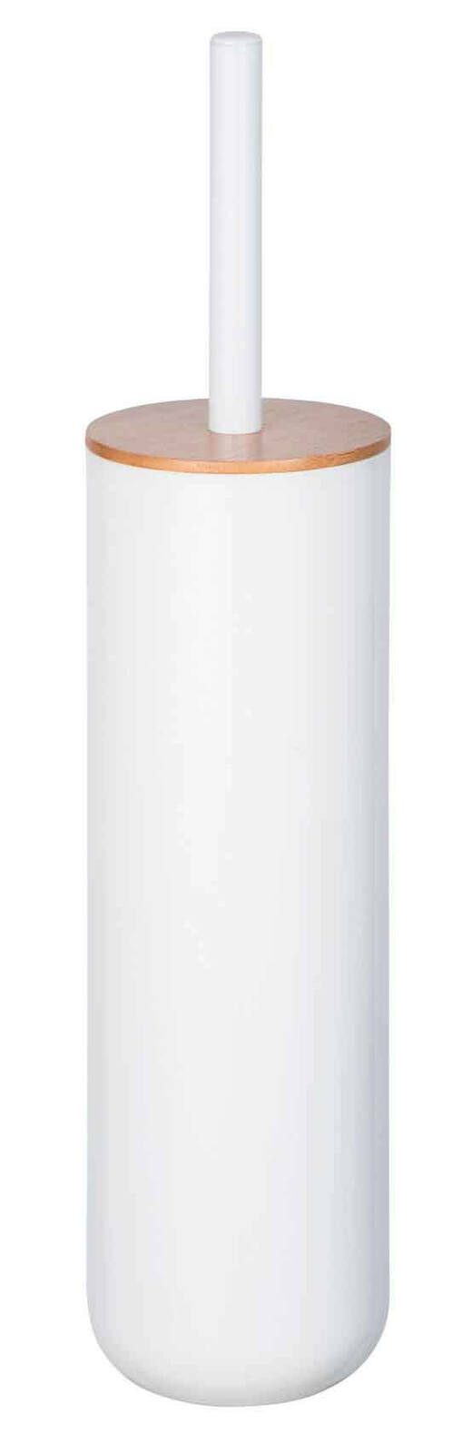 WC-Garnitur Posa in Weiß mit Holzdeckel, frontal abgebildet