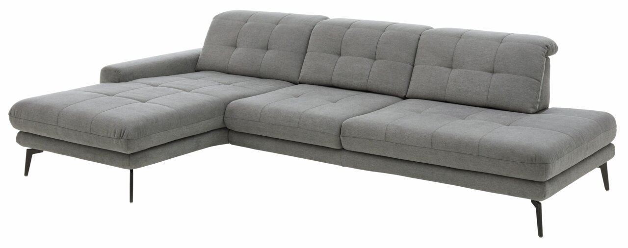 Graue Longchairkombination mit linker Armlehne, moderne Optik, seitliche Perspektive