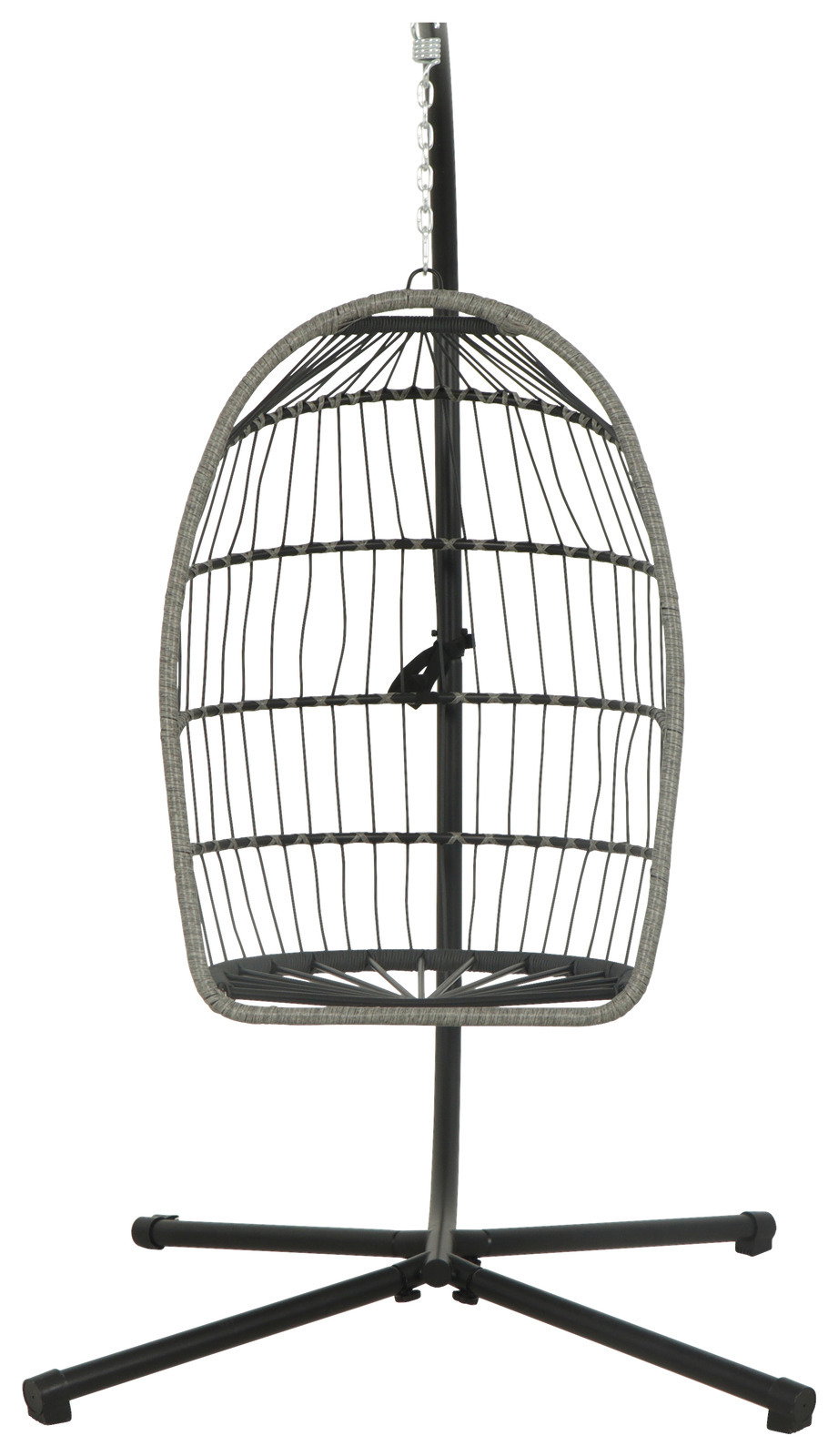 Hängesessel aus Metall mit Kettenaufhängung, seitliche Perspektive