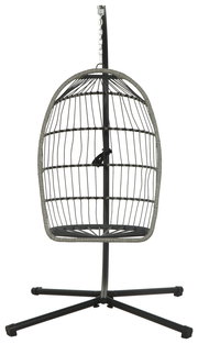 Hängesessel aus Metall mit Kettenaufhängung, seitliche Perspektive