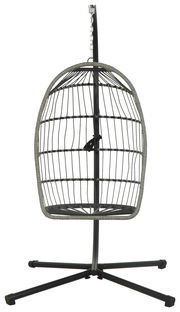 Hängesessel aus Metall mit Kettenaufhängung, seitliche Perspektive