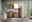 Moderner Badezimmer-Unterschrank aus Holz mit vertikalen Streifen, frontal fotografiert, umgeben von weiteren passenden Möbeln und Dekorationen.