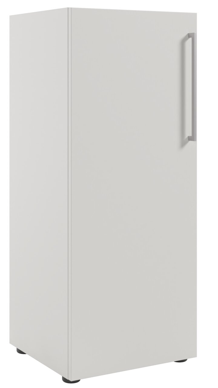 Weißer Aktenschrank mit Linksanschlag, seitliche Perspektive