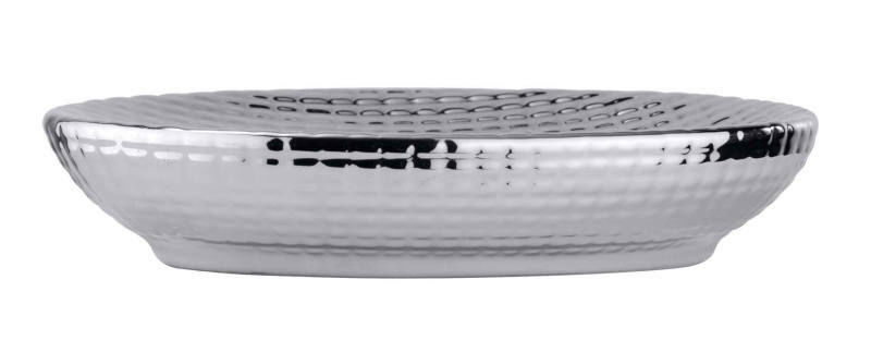 Silberne, strukturierte Keramik Seifenablage Dakar, seitliche Perspektive