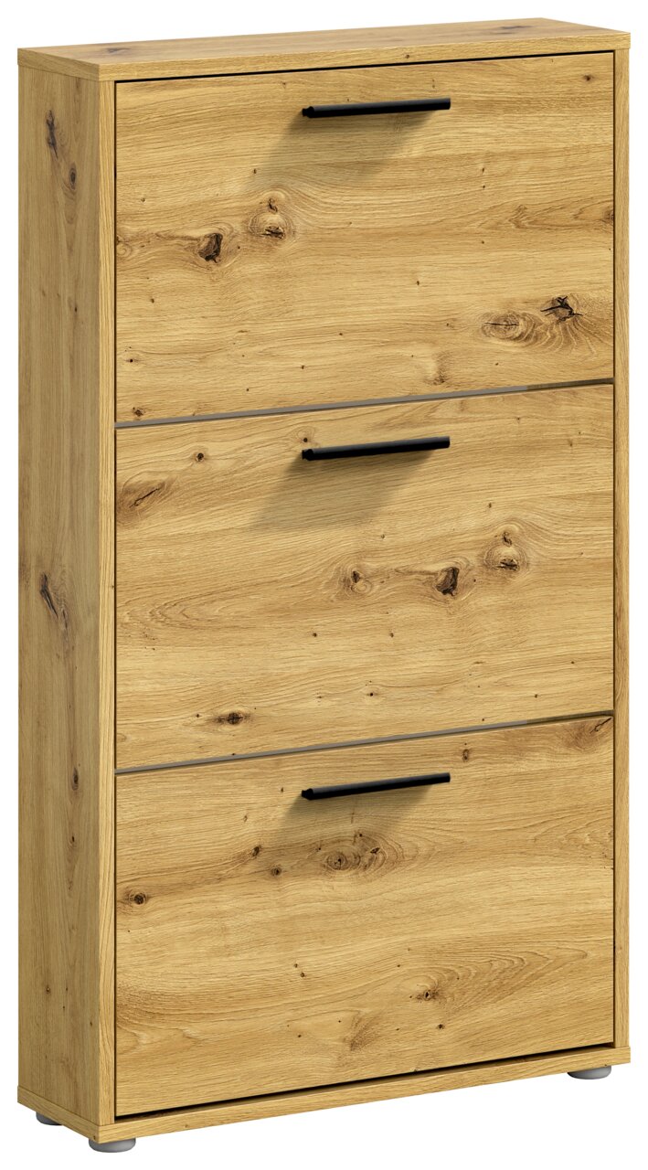 Schuhkipper aus Holz mit drei Klappen, seitliche Perspektive