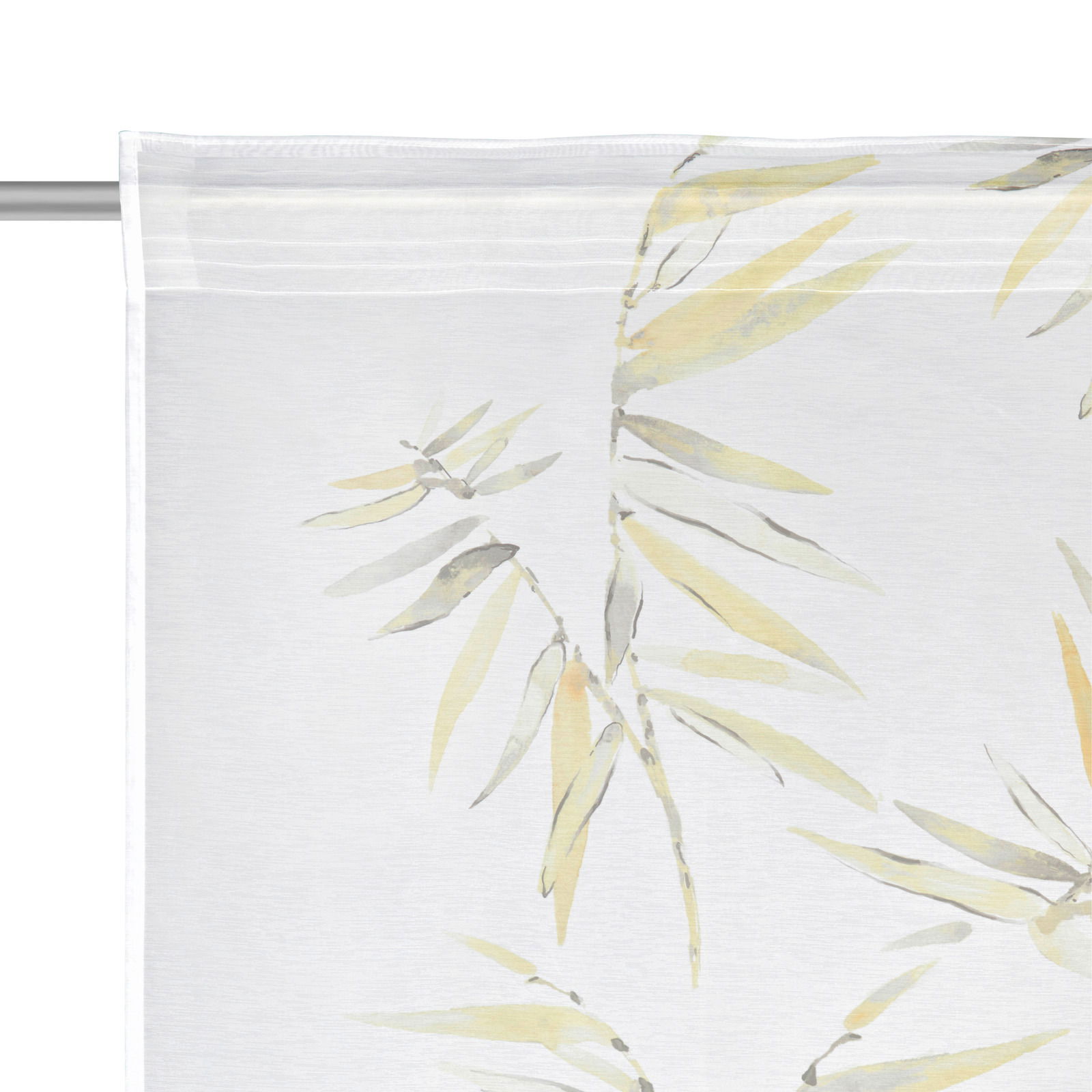 Fertigvorhang Bamboo mit zartem Bambusblattmuster, seitliche Perspektive