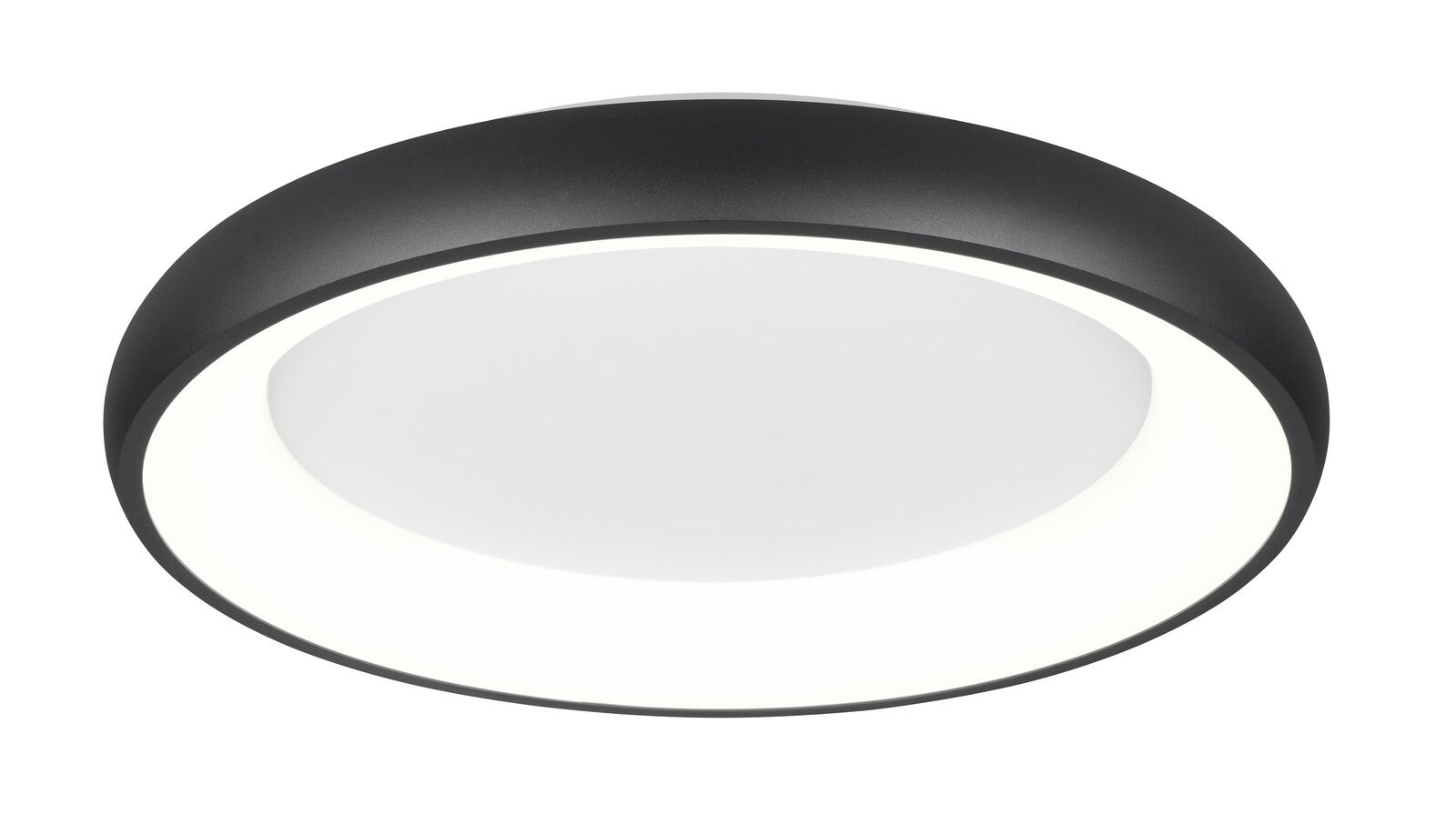 Runde Deckenleuchte Cardona in Schwarz und Weiß, seitliche Perspektive