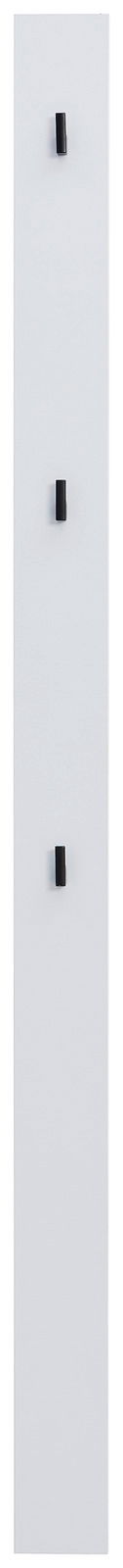 Garderobenpaneel-Set lang in Weiß mit drei schwarzen Haken, frontale Ansicht