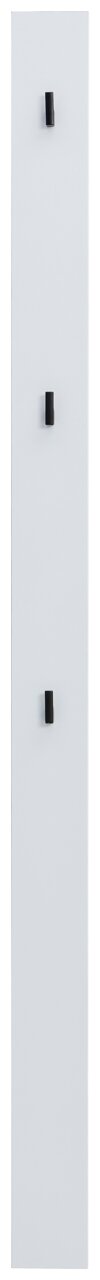 Garderobenpaneel-Set lang in Weiß mit drei schwarzen Haken, frontale Ansicht