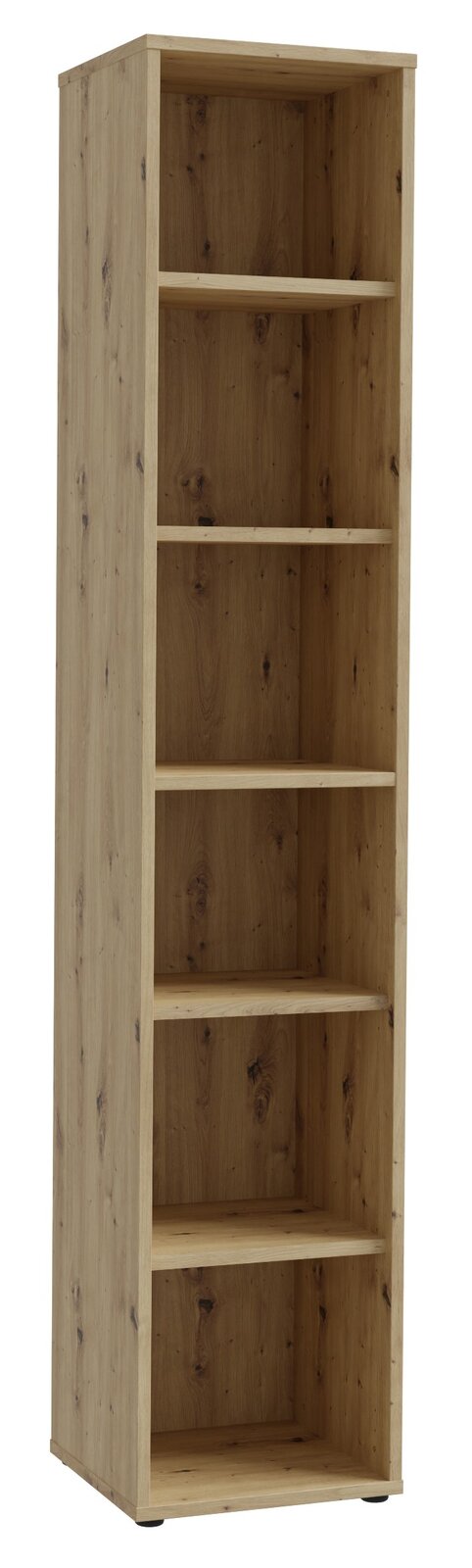 XORA Regal schmal GOLDSBORO Schmales Regal aus Holz mit fünf offenen Fächern, seitliche Perspektive