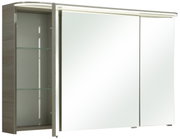 Spiegelkast met twee spiegeldeuren en een open vak, zijaanzicht
