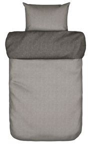 Bettwäsche-Set 155x220cm in Grau mit feinem Streifenmuster, Draufsicht