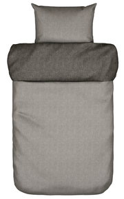 Bettwäsche-Set 155x220cm in Grau mit feinem Streifenmuster, Draufsicht