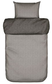 Bettwäsche-Set 155x220cm in Grau mit feinem Streifenmuster, Draufsicht