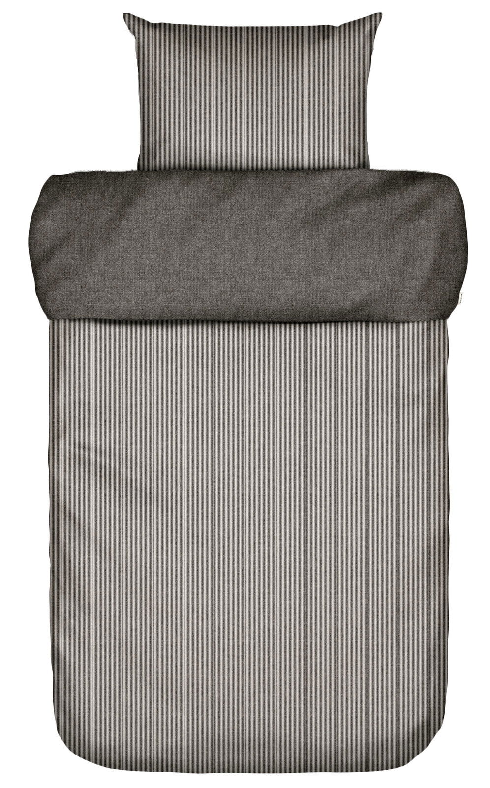Bettwäsche-Set 155x220cm in Grau mit feinem Streifenmuster, Draufsicht