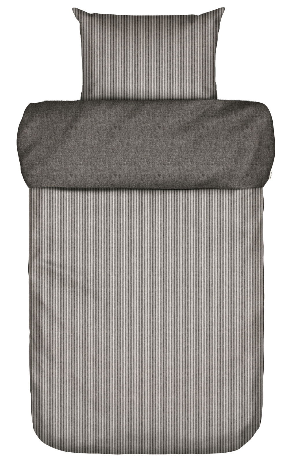 Bettwäsche-Set 155x220cm in Grau mit feinem Streifenmuster, Draufsicht