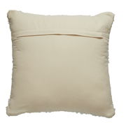 Rückansicht eines beigen Kissens 45x45 cm aus Bouclé-Stoff mit verdecktem Reißverschluss.