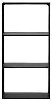 Schwarzes Wandregal mit drei Regalböden, frontale Ansicht