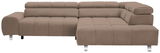 Braunes Ecksofa mit Ottomane rechts, Vorderansicht