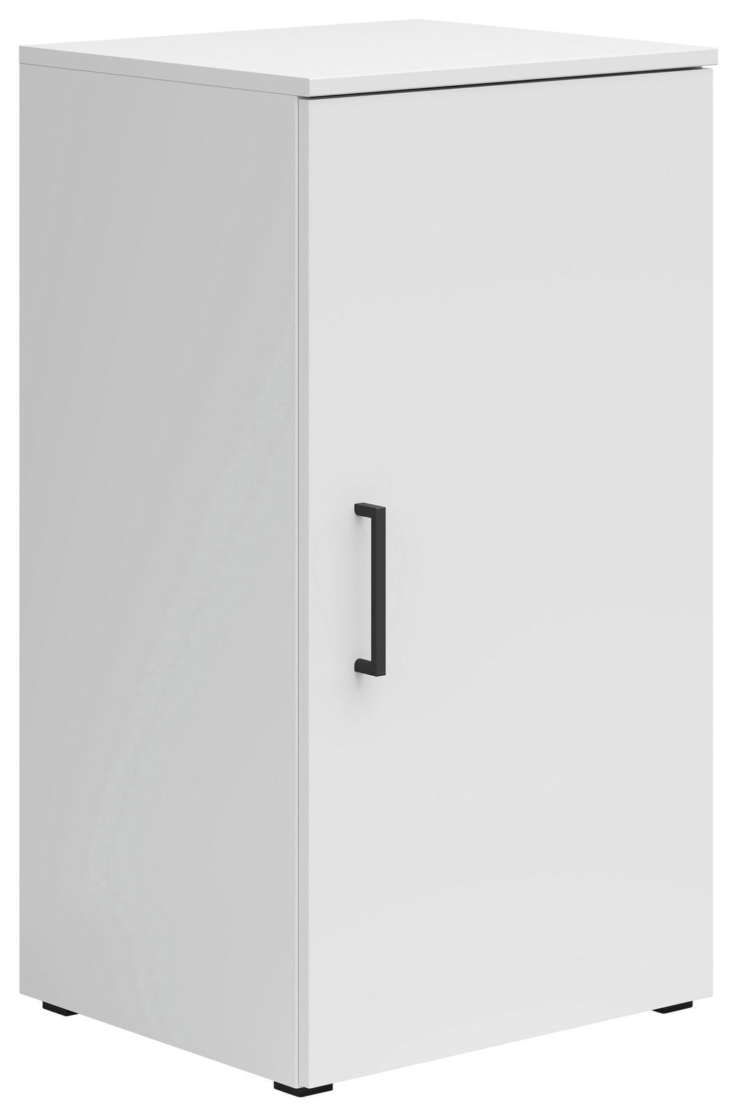 Carryhome Kommode MULTISTAURAUM Weiße Kommode mit schwarzem Griff, seitliche Perspektive
