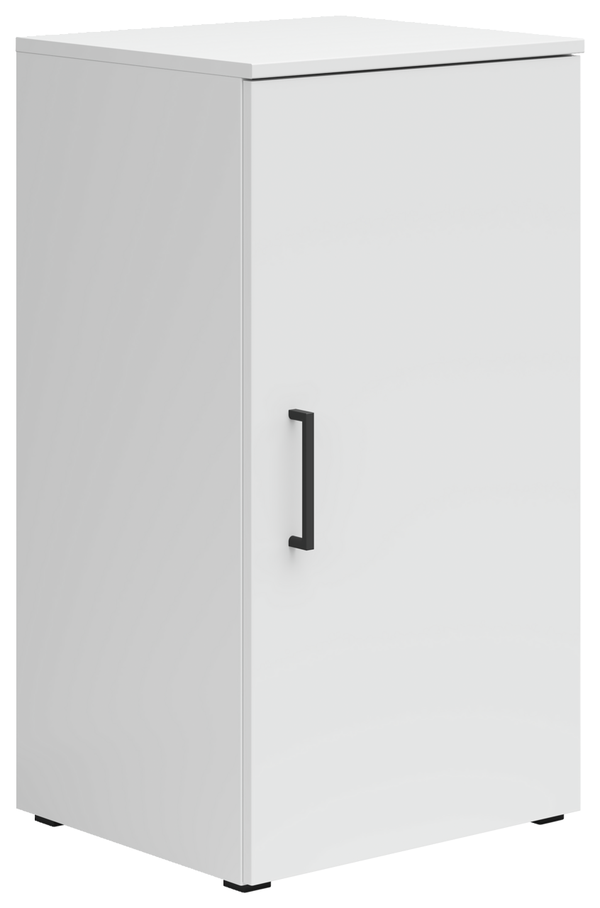 Carryhome Kommode MULTISTAURAUM Weiße Kommode mit schwarzem Griff, seitliche Perspektive