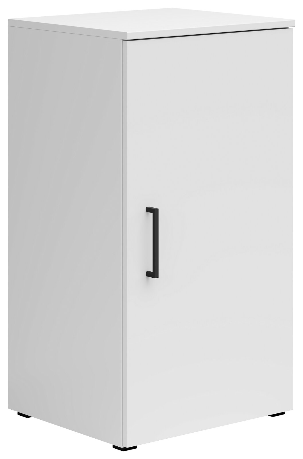 Carryhome Kommode MULTISTAURAUM Weiße Kommode mit schwarzem Griff, seitliche Perspektive